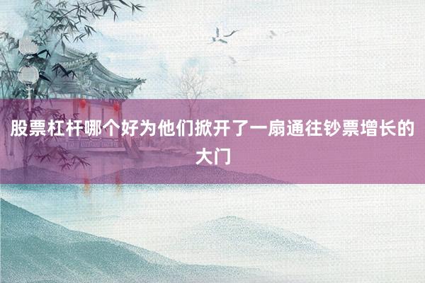 股票杠杆哪个好为他们掀开了一扇通往钞票增长的大门