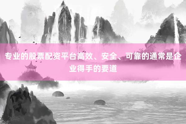 专业的股票配资平台高效、安全、可靠的通常是企业得手的要道