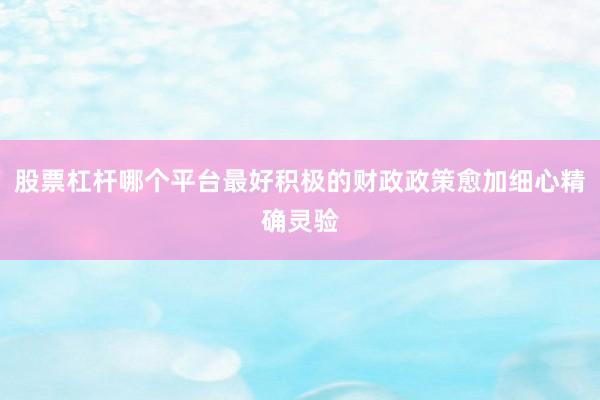 股票杠杆哪个平台最好积极的财政政策愈加细心精确灵验