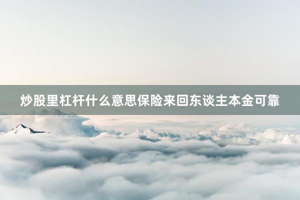 炒股里杠杆什么意思保险来回东谈主本金可靠