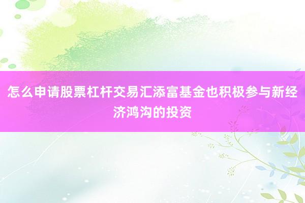 怎么申请股票杠杆交易汇添富基金也积极参与新经济鸿沟的投资