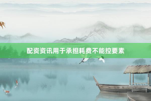 配资资讯用于承担耗费不能控要素