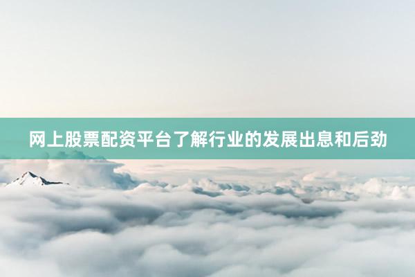 网上股票配资平台了解行业的发展出息和后劲