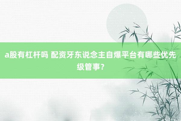 a股有杠杆吗 配资牙东说念主自爆平台有哪些优先级管事?