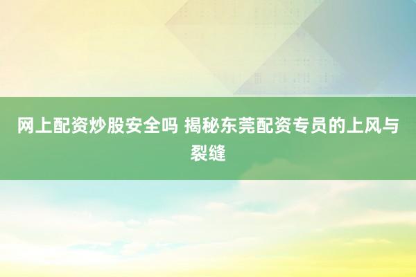 网上配资炒股安全吗 揭秘东莞配资专员的上风与裂缝