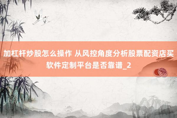 加杠杆炒股怎么操作 从风控角度分析股票配资店买软件定制平台是否靠谱_2